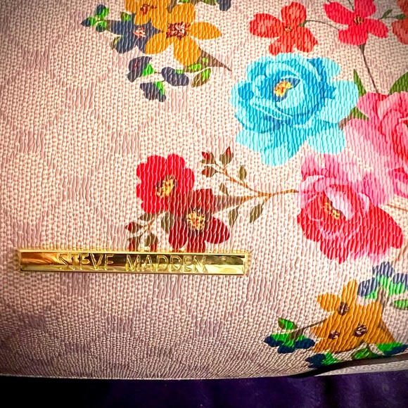 Cute Floral Bag-Steve Madden-Faux Leather. women's satchel crossbody bag, brown - Picture 3 of 11